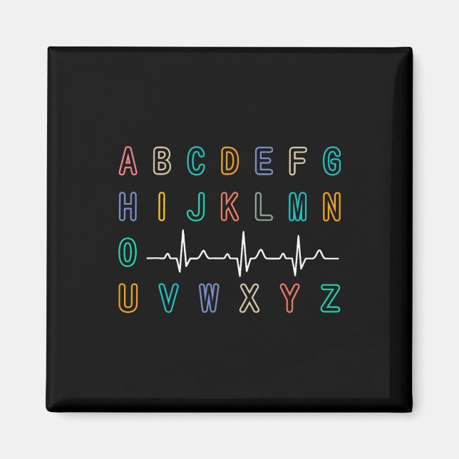 Aimant Infirmière Pqrst Test Abc's Ekg Strip Alphabet Fun (Devant)