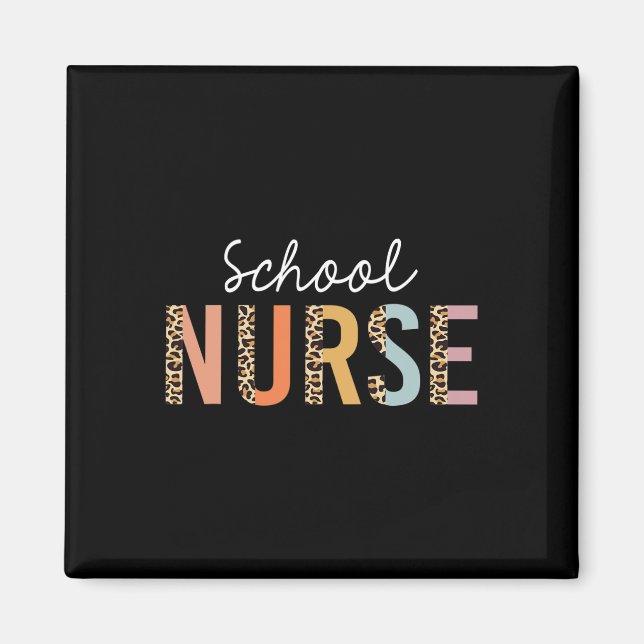 Aimant Infirmière scolaire imprimé léopard blouse scolair (Devant)