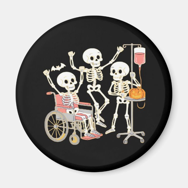 Aimant Infirmière Skeleton Funny Halloween Soins de santé (Devant)