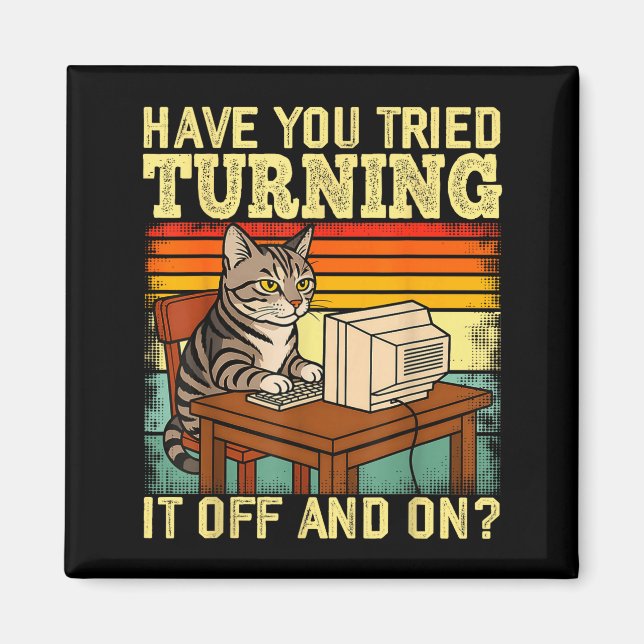 Aimant Ingénieur en technologie féline Suprt Humour Tech  (Devant)