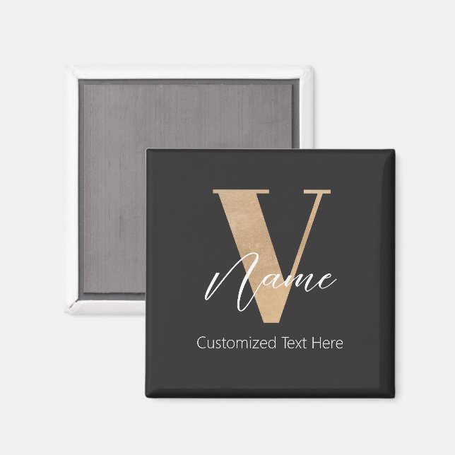Aimant Initiale V & Nom Personnalisés Moderne Monogrammé (Recto/Verso)