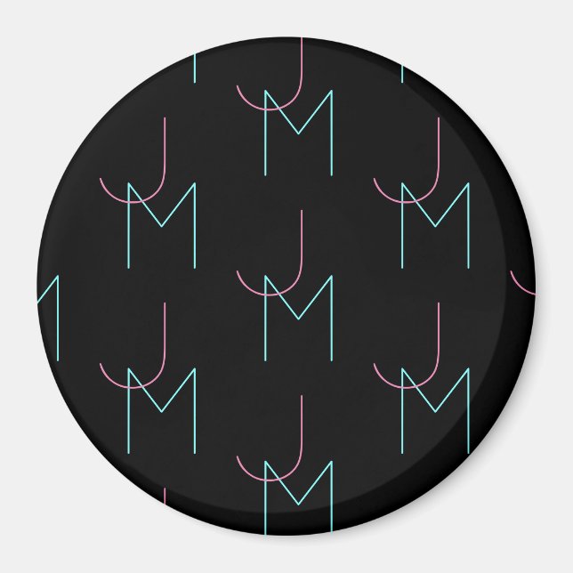 Aimant Initiales carrelées modernes et élégantes éditable (Devant)