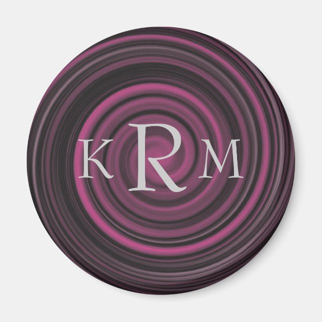 Aimant Initiales de monogramme tourbillons prune personna (Devant)