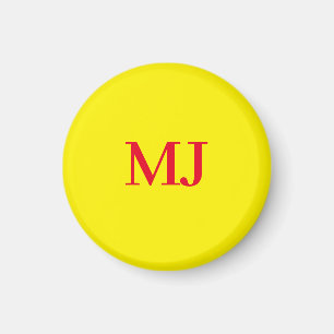 Aimant Initiales en monogramme jaune simple et tendance