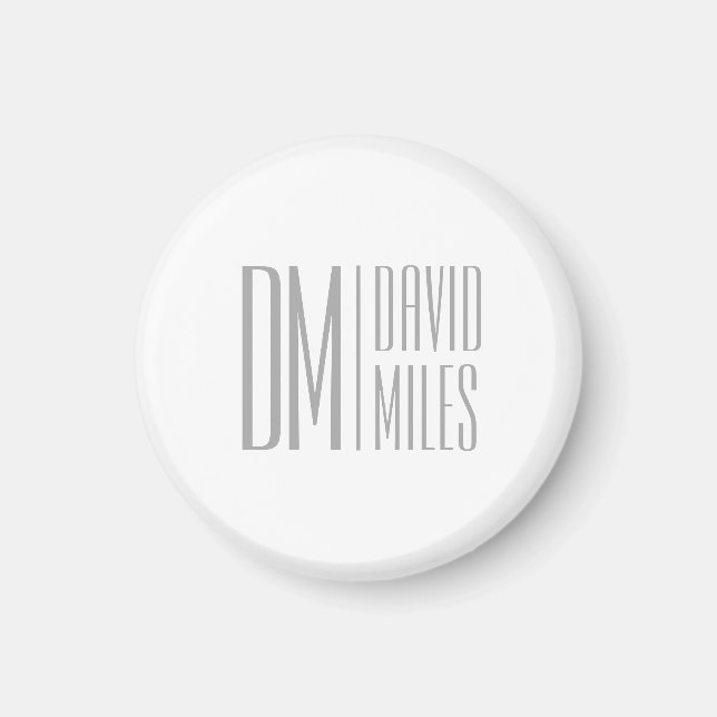 Aimant Initiales et logo de nom gris minimal et moderne é (Devant)