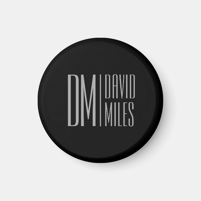 Aimant Initiales et logo de nom gris minimal et moderne é (Devant)