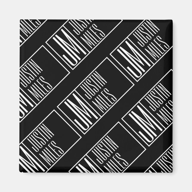 Aimant Initiales modernes avec nom Monogram Motif (Devant)