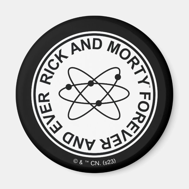 Aimant Insigne atomique Rick et Morty pour toujours et ja (Devant)