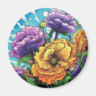 Aimant Insigne de fleur gras, épingle, bouton