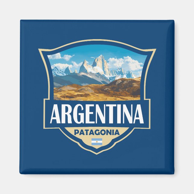 Aimant Insigne Rétro d'Illustration d'Argentine (Devant)