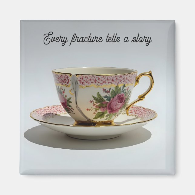 Aimant inspirant tasse à thé cassée (Devant)