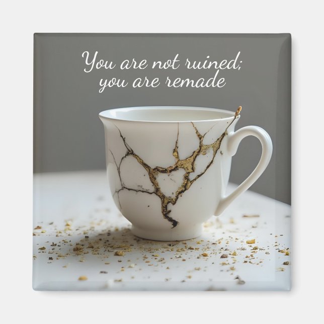Aimant inspirant tasse à thé cassée (Devant)