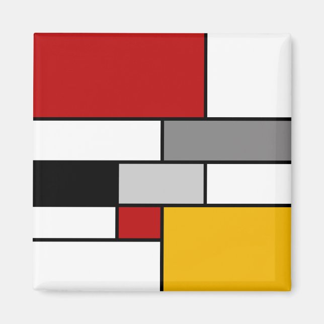 Aimant Inspiration mondrienne colorée (Devant)