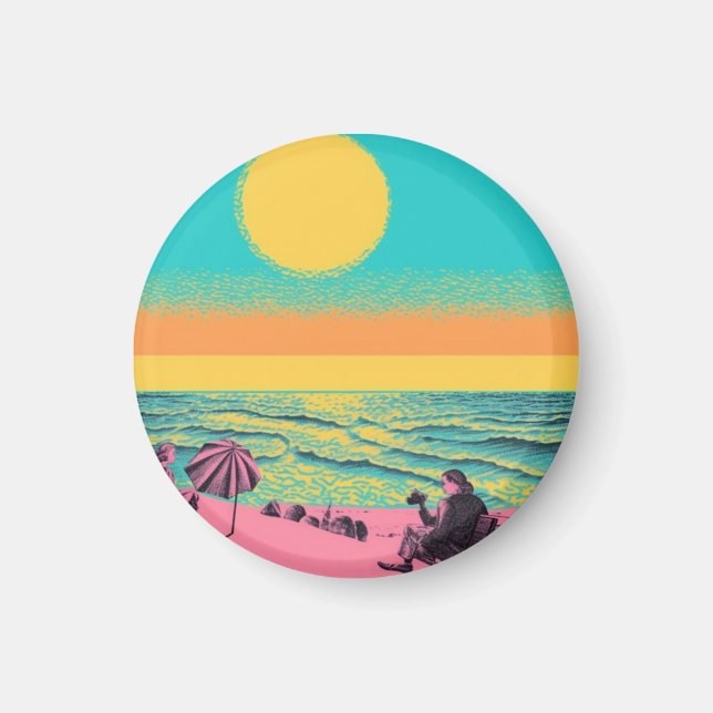 Aimant Inspiré de la mode vintage/retro, plage  (Devant)