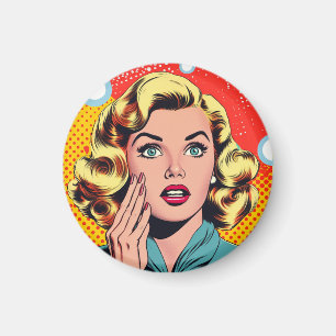 Aimant inspiré de l'art pop, badge amusant