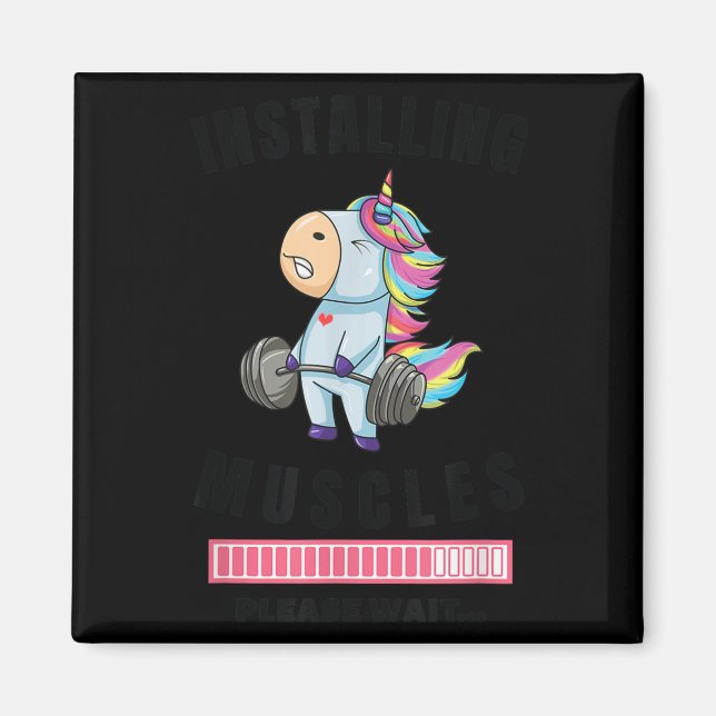 Aimant Installing Muscles Unicorn Weight Lifting Fitness  (Devant)