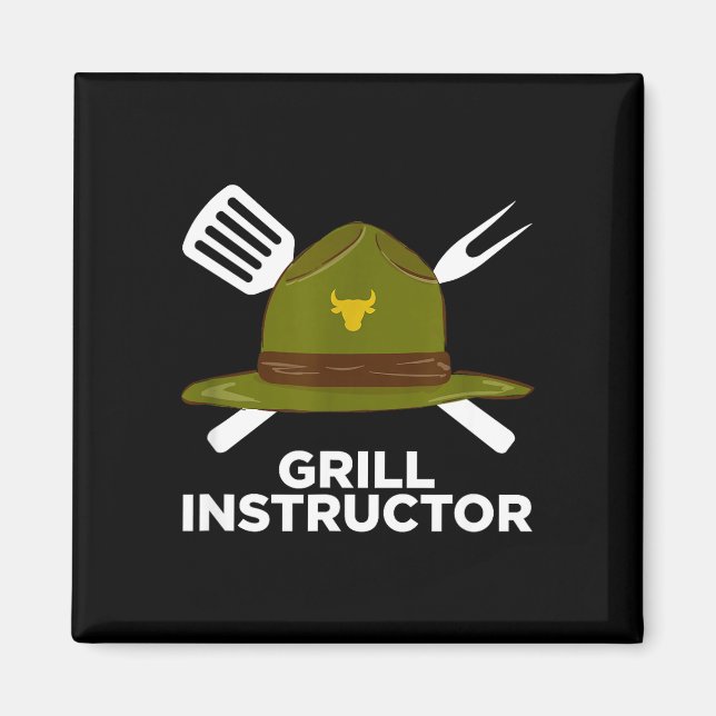 Aimant Instructeur de grillade humouristique maître de ba (Devant)