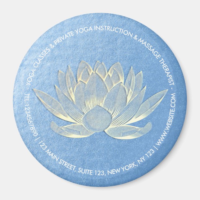 Aimant Instructeur de méditation Blue Gold Lotus Yoga Stu (Devant)