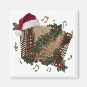 Aimant Instrument Accordéon Père Noël Chapeau Lumières de