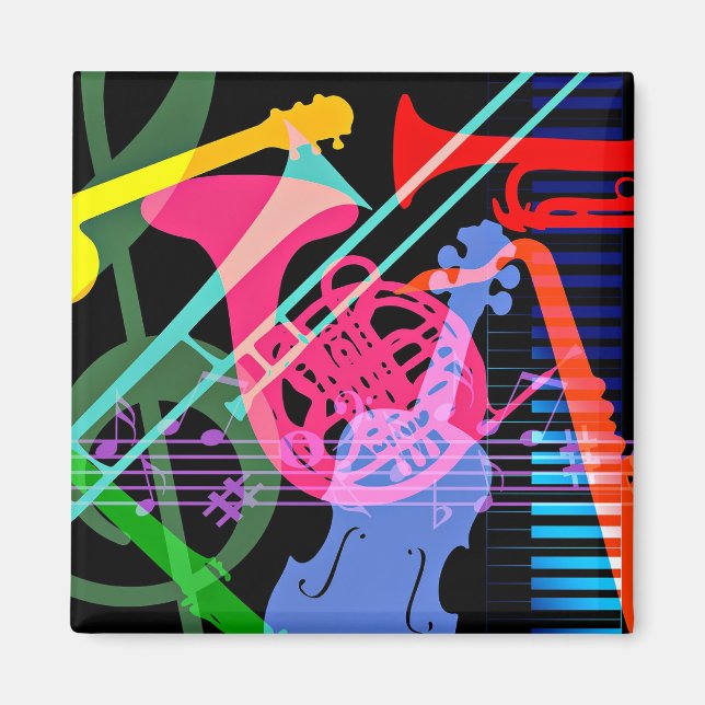 Aimant Instruments de musique Pop Art Design (Devant)