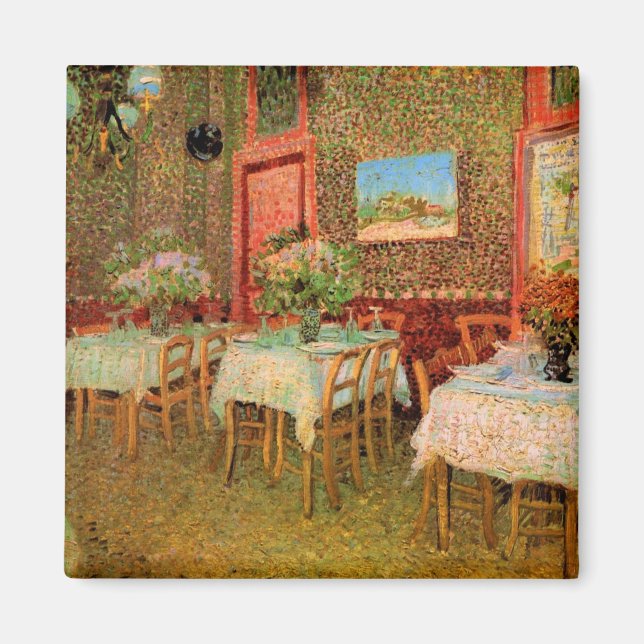 Aimant Intérieur d'un restaurant par Vincent van Gogh (Devant)