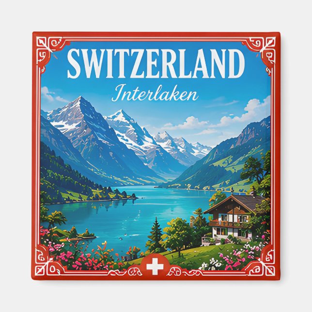 Aimant 🏔️ Interlaken Suisse Mémoire de vacances alpines  (Devant)