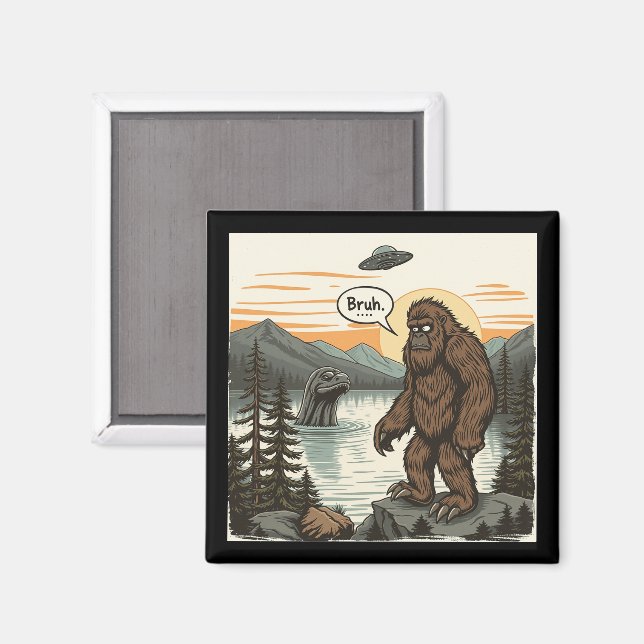 Aimant Introverti drôle Bigfoot Sasquatch Loch Ness Rétro (Recto/Verso)