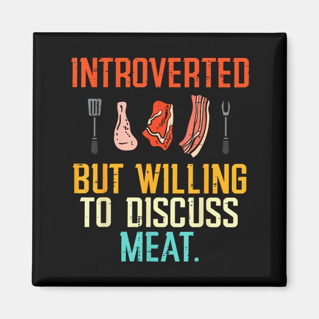 Aimant Introverti Mais Prêt à Discuter Viande Bbq Barbecu (Devant)