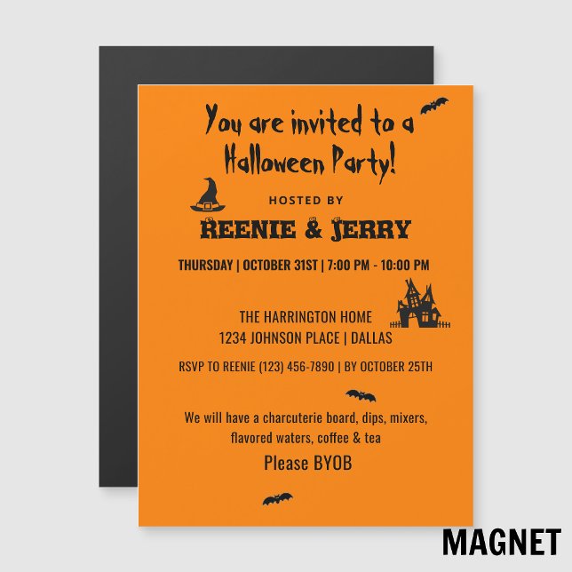 Aimant, Invitation de fête amusante Halloween joye (Créateur téléchargé)