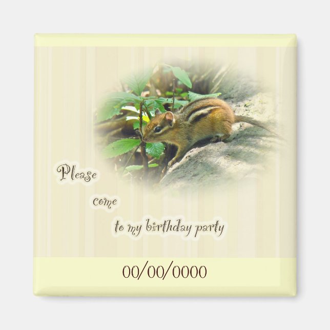 Aimant Invitation de fête d'anniversaire - Chipmunk (Devant)