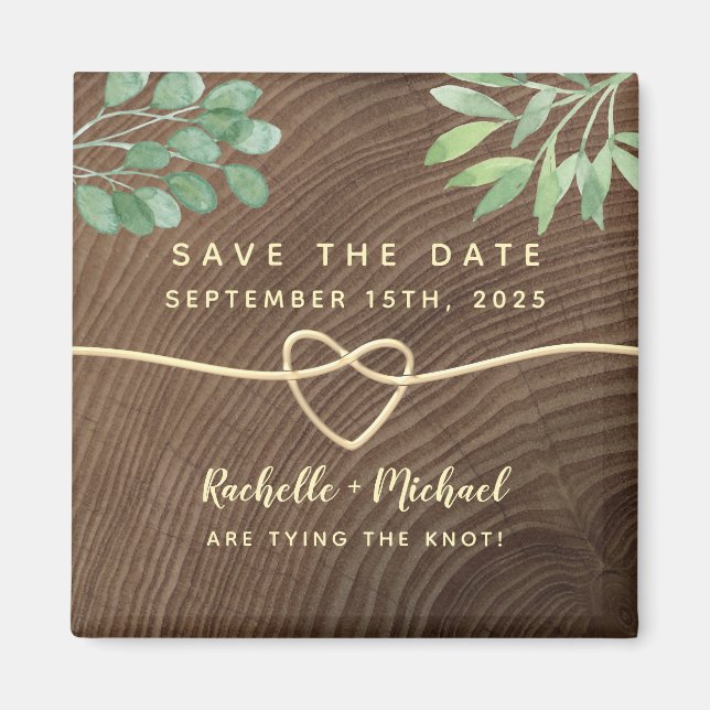 Aimant Invitation de sauvegarde de mariage rustique (Devant)