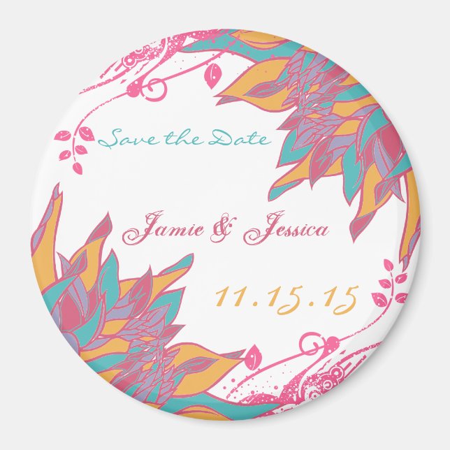 Aimant Invitations de mariage florales modernes Chrysanth (Devant)