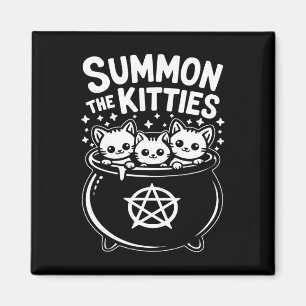 Aimant Invoquez Les Chatons Chaudron De Sorcières Mignonn