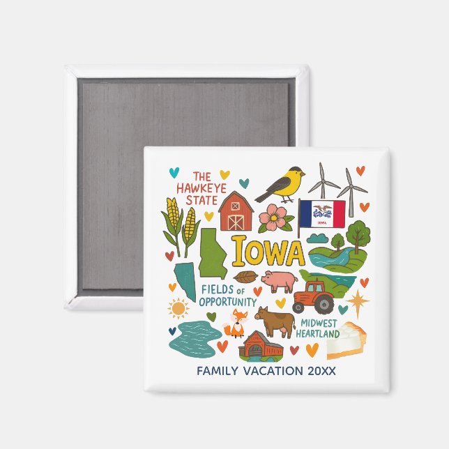 Aimant Iowa Family Trip Keepsake Personalized (Recto/Verso)