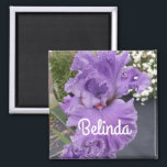 Aimant Iris Irises Purple Flower Floral Lavender<br><div class="desc">Iris Irises Purple Flower Floral design,  with a fully customizable name. Designed from one of my original flower garden photographs & my original writing,  enjoy!</div>