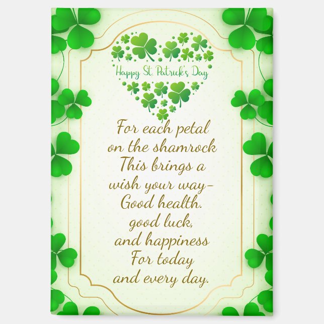 Aimant Irish blessings and shamrocks are symbols of luck (Recto)