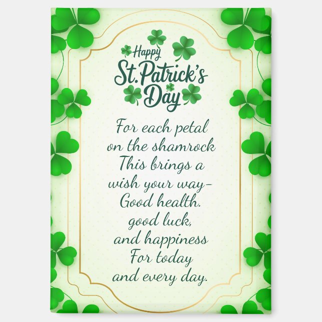 Aimant Irish blessings and shamrocks are symbols of luck (Recto)