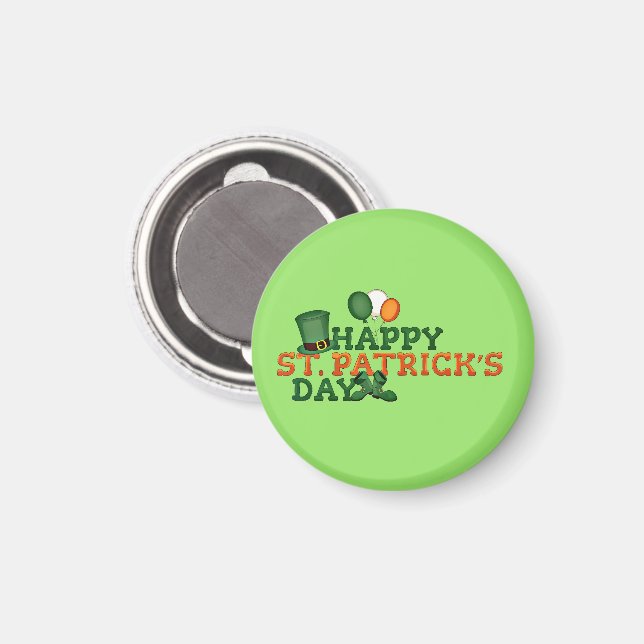 Aimant Irish Boots, Casquette et ballons, St. Patricks Da (Recto/Verso)