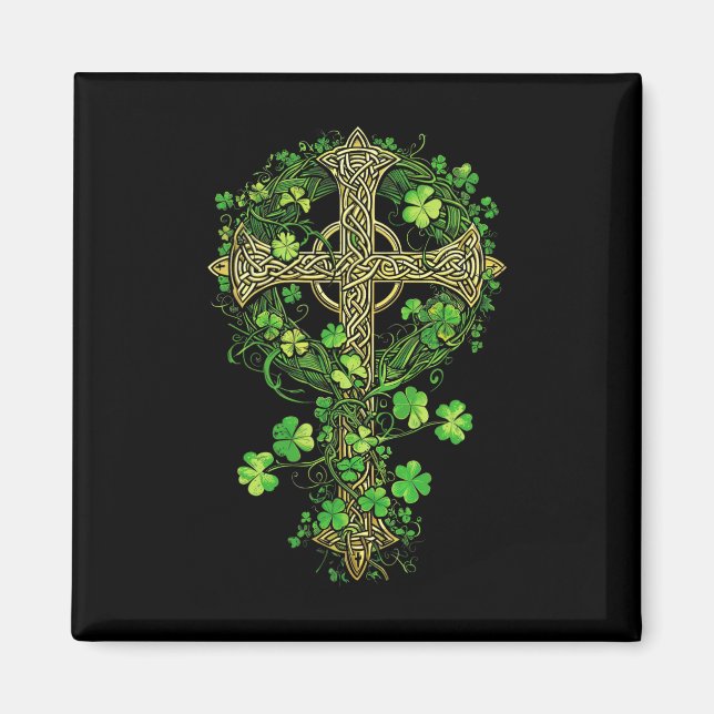 Aimant Irish Harp Celte Cross Knot Clover St Shamrock (Devant)