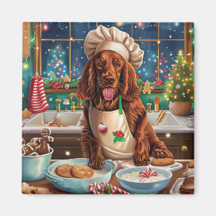 Aimant Irish Setter Vacances de pâtisserie : Noël festif