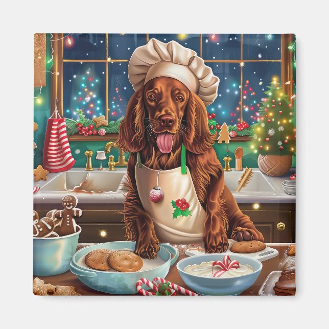 Aimant Irish Setter Vacances de pâtisserie : Noël festif  (Devant)