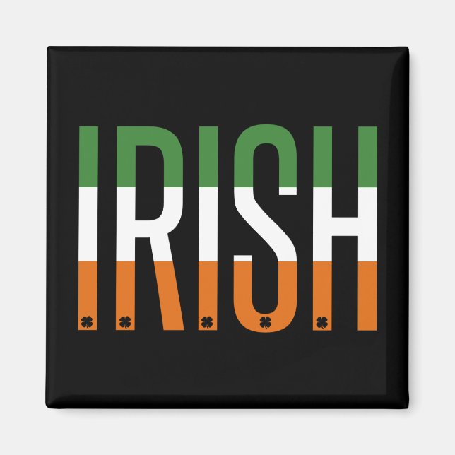 Aimant Irish St Patrick's Day Irlande Drapeau Shamrock Lu (Devant)