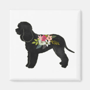 Aimant Irlandais Eau Spaniel Chien Boho Floral Silhouette