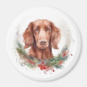 Aimant Irlandais Red Setter Festive Wreath Pup