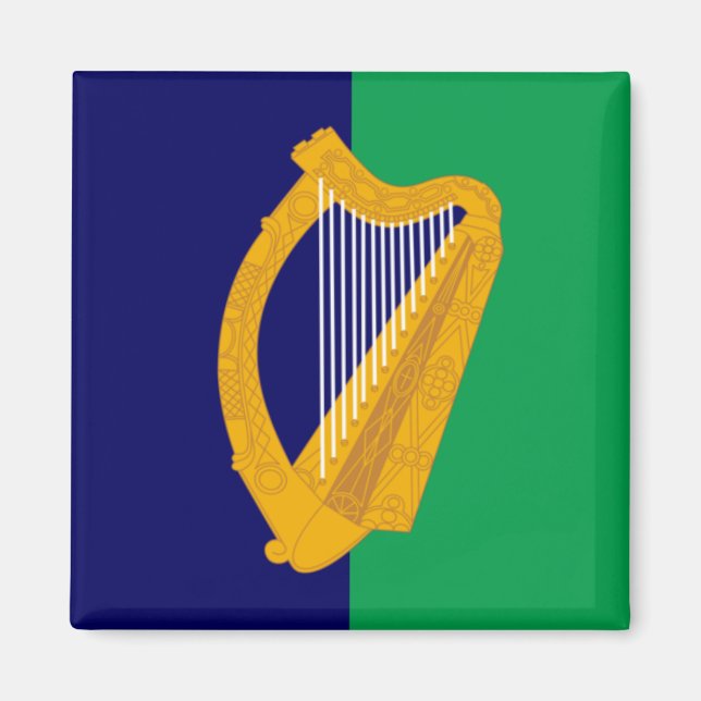 Aimant Irlande - Harpe sur bleu et vert (Devant)
