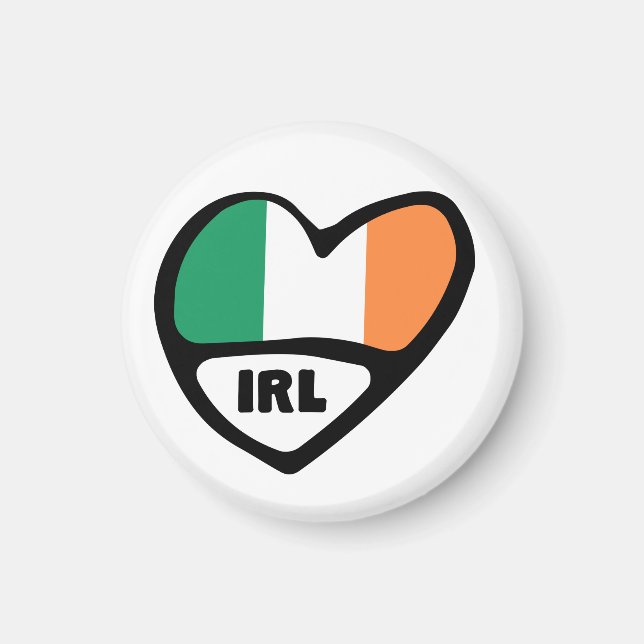 Aimant Irlande Pays Code Drapeau Coeur, IRL (Devant)