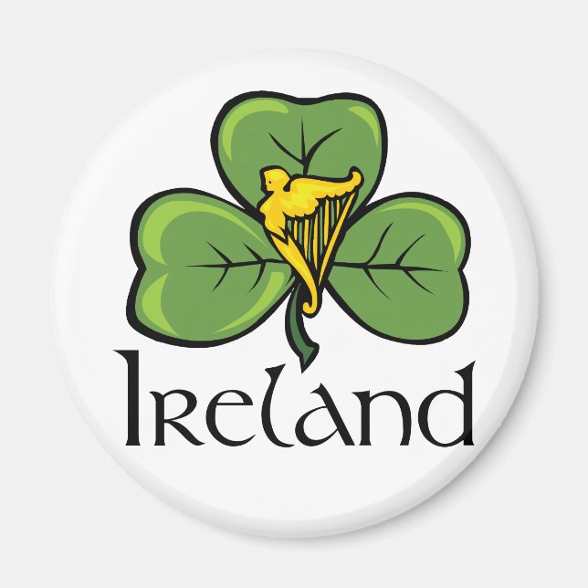 Aimant Irlande Shamrock et harpe (Devant)