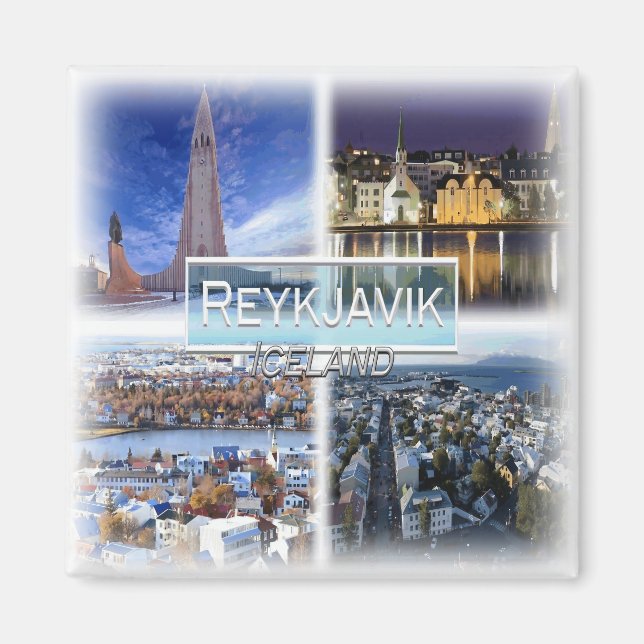 Aimant IS0007 Europe, Islande, Reykjavik, réfrigérateur (Devant)