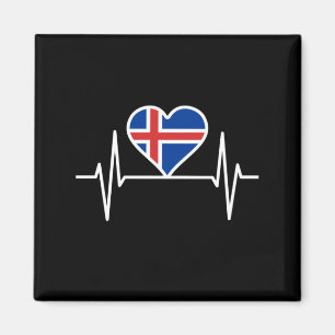 Aimant Islande - Battement de cœur du drapeau islandais