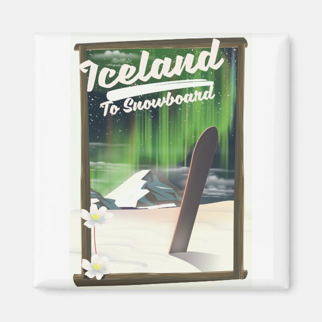Aimant Islande pour faire du snowboard (Devant)
